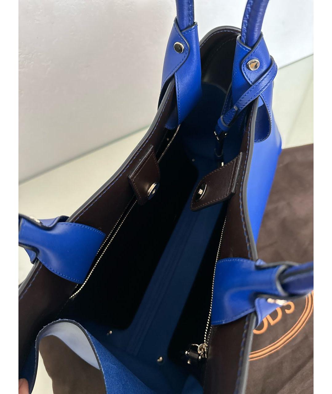 TOD'S Синяя кожаная сумка с короткими ручками, фото 4