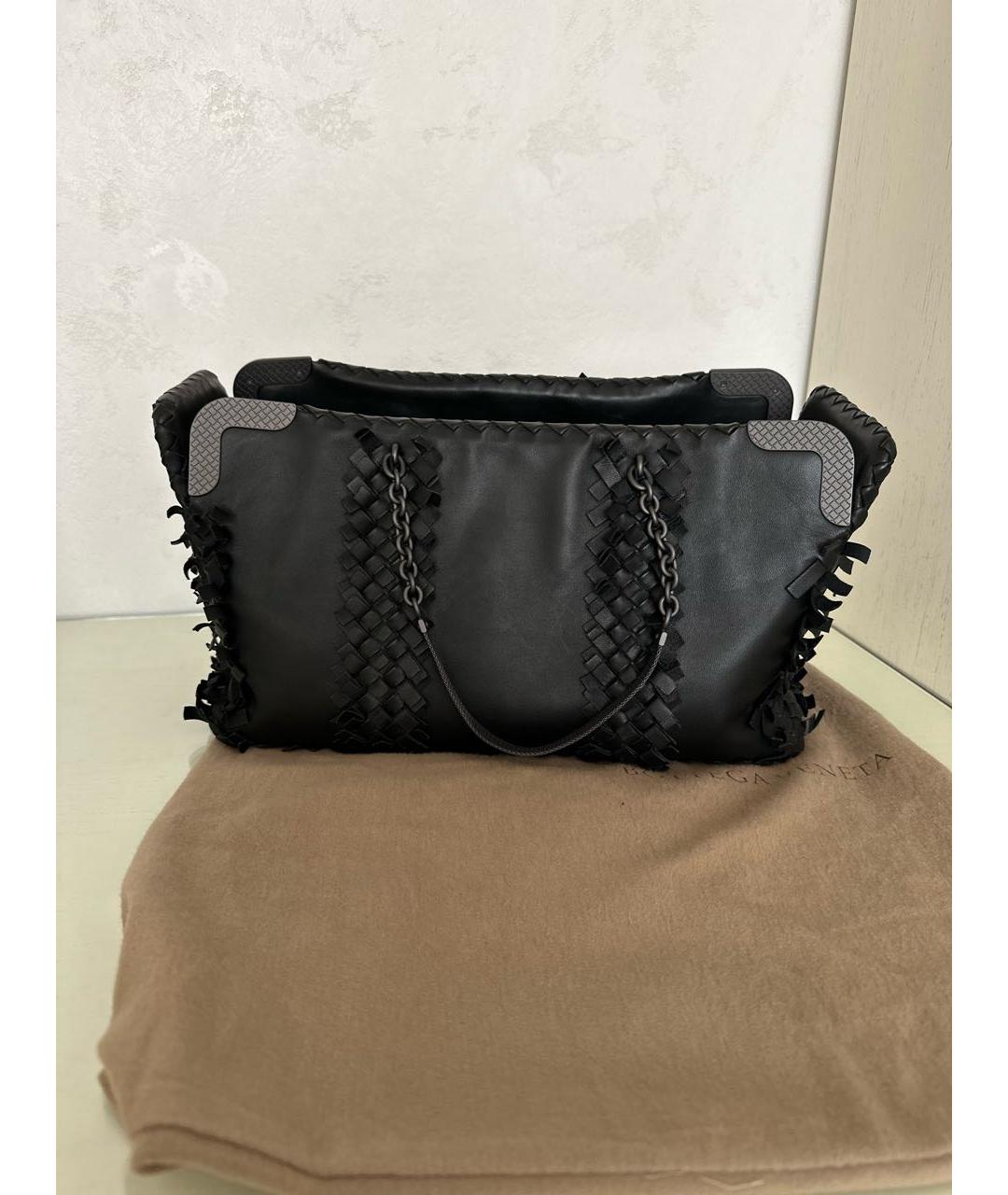 BOTTEGA VENETA Черная кожаная сумка с короткими ручками, фото 5