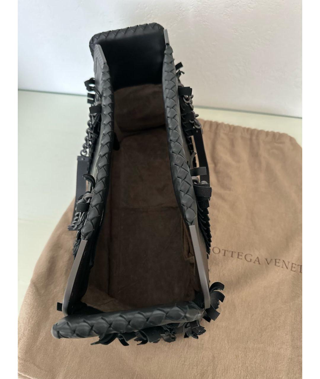 BOTTEGA VENETA Черная кожаная сумка с короткими ручками, фото 4