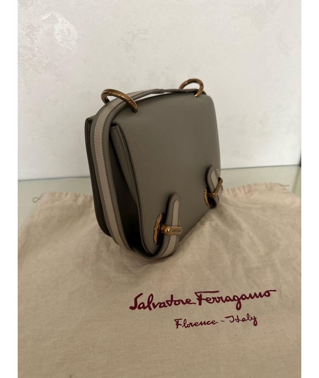 SALVATORE FERRAGAMO Серая кожаная сумка через плечо, фото 2