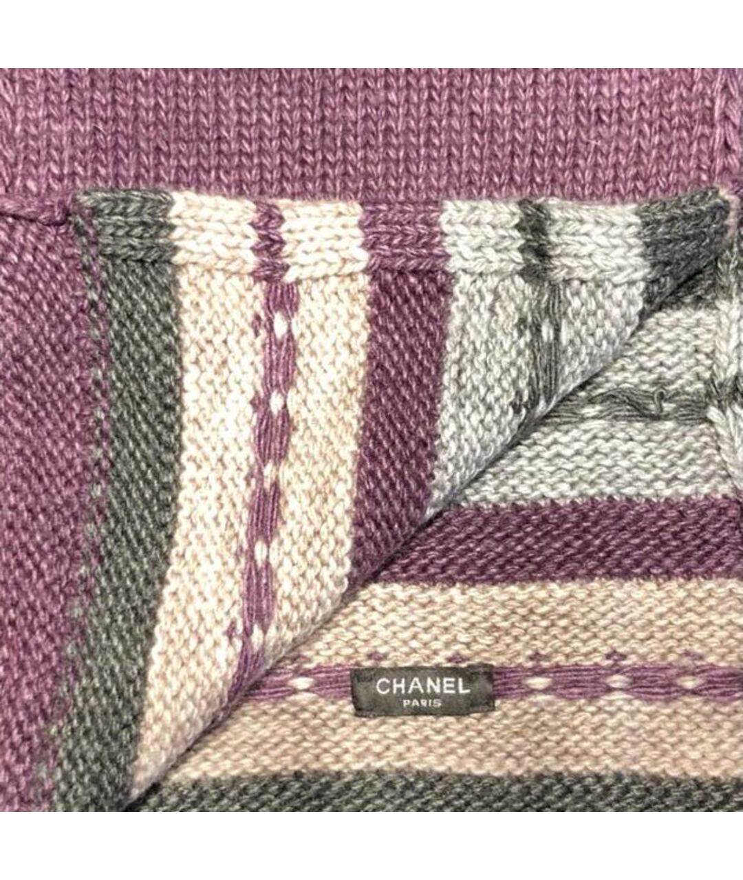 CHANEL PRE-OWNED Фиолетовый шерстяной шарф, фото 3