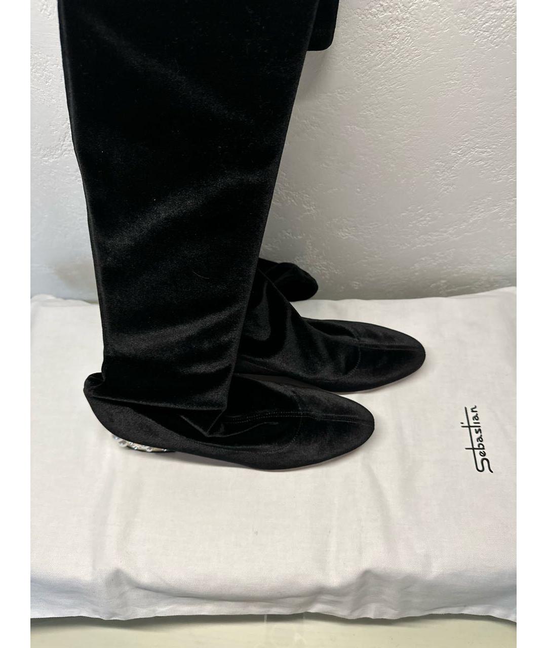 SEBASTIAN Черные бархатные ботфорты, фото 3