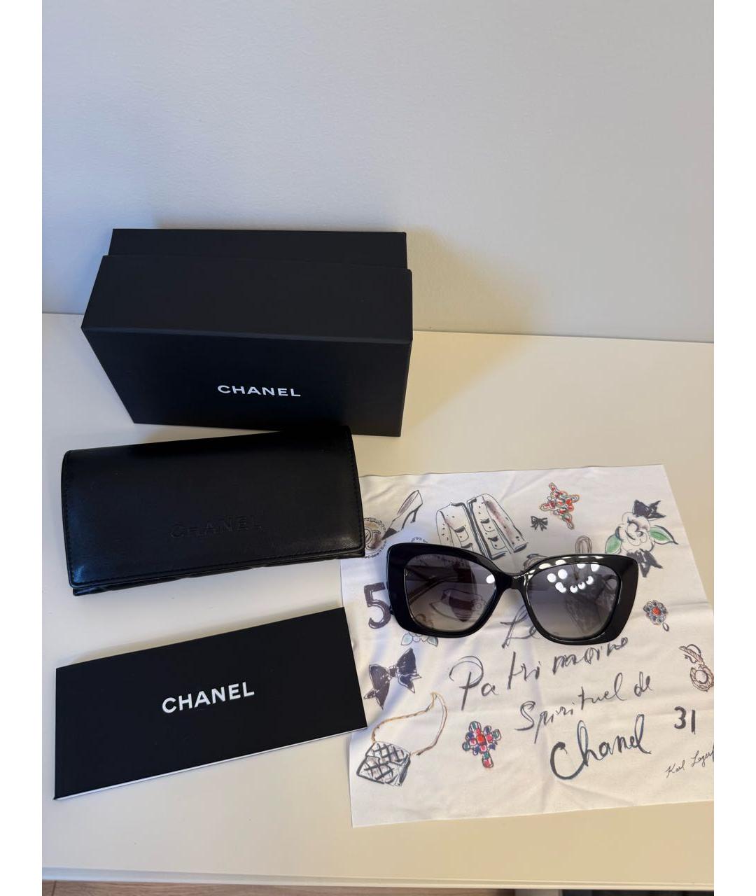 CHANEL Темно-синие пластиковые солнцезащитные очки, фото 5
