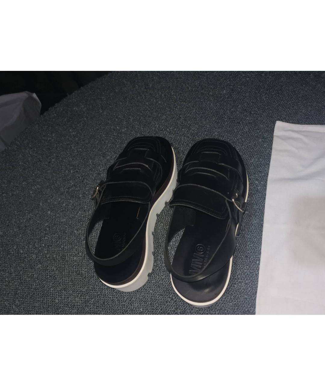 MM6 MAISON MARGIELA Черные кожаные сандалии, фото 2