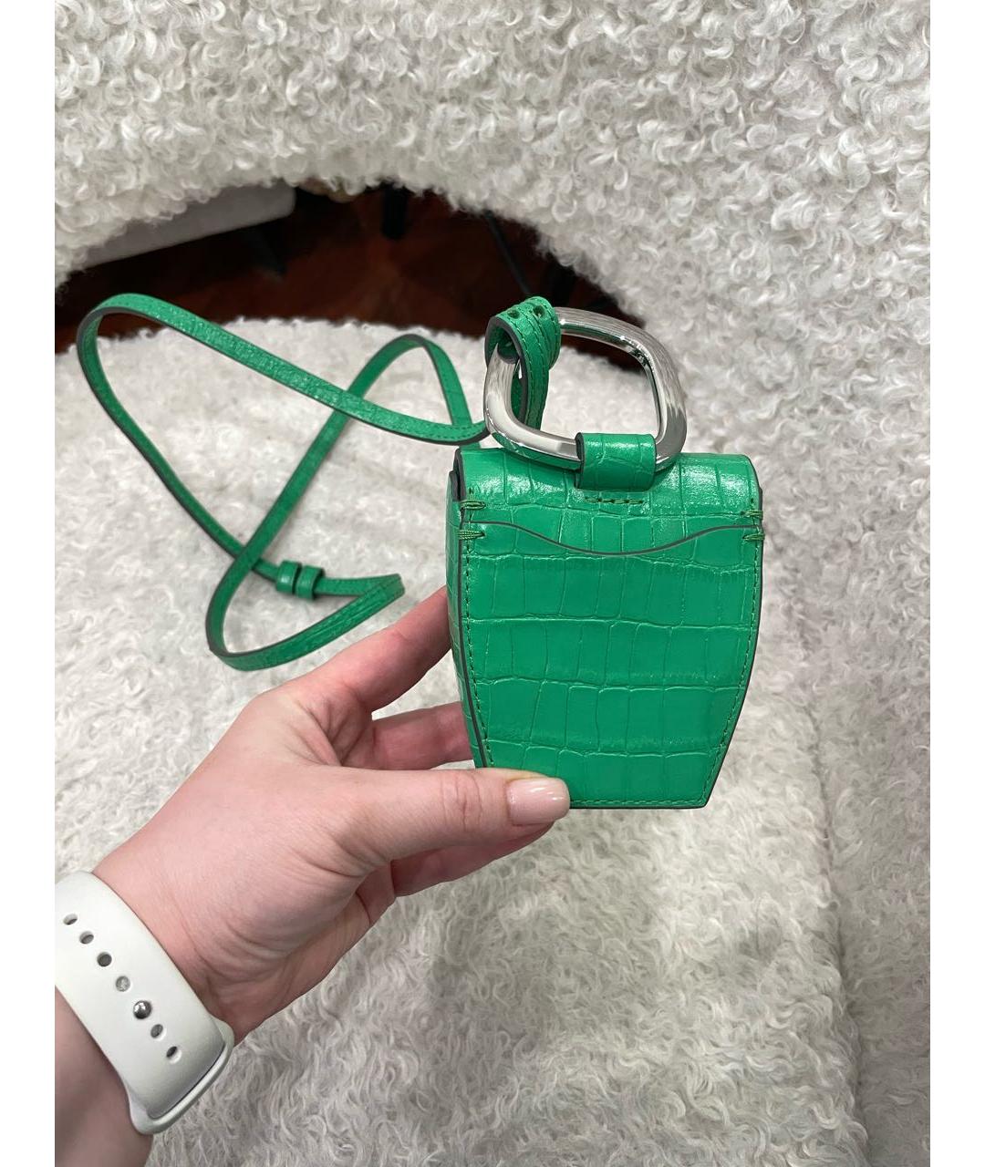 DANSE LENTE Зеленая сумка через плечо из лакированной кожи, фото 2