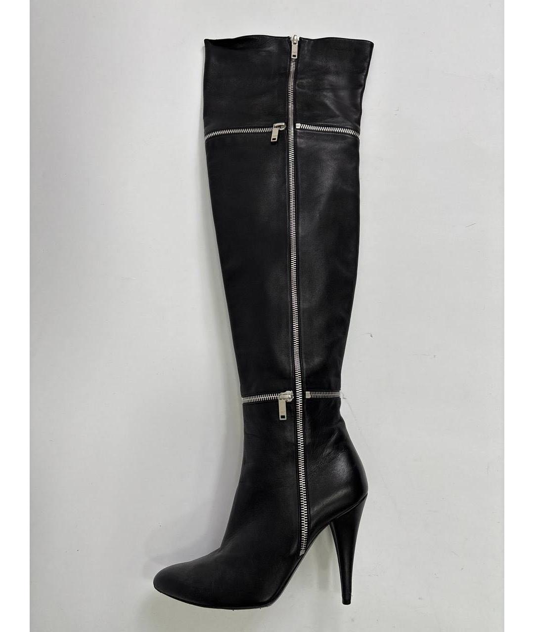 SAINT LAURENT Черные кожаные ботфорты, фото 6