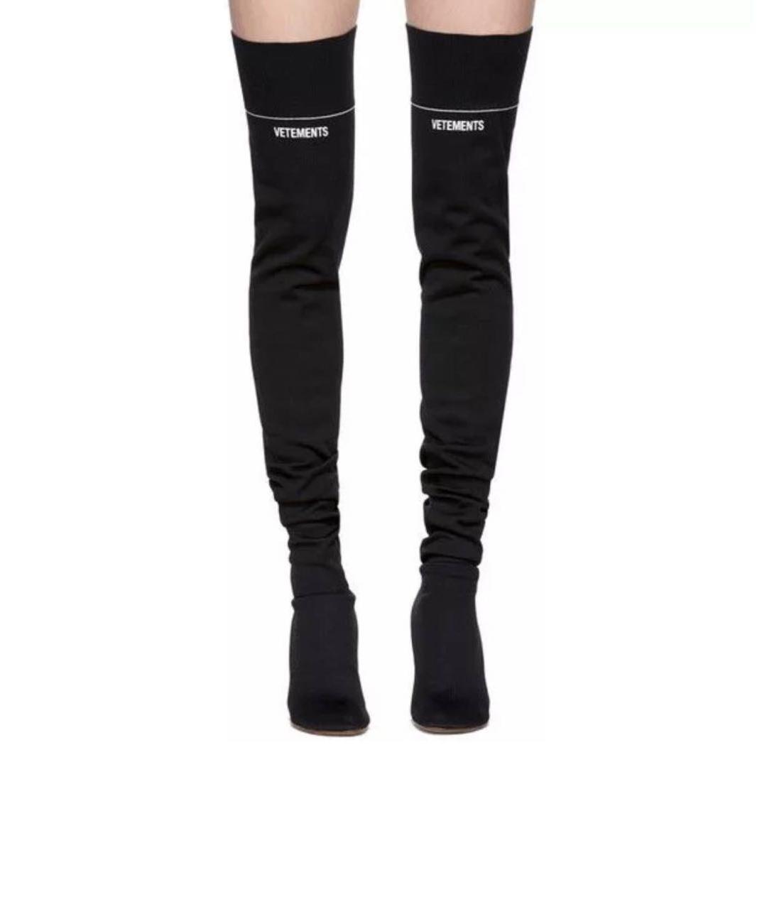 VETEMENTS Черные текстильные ботфорты, фото 6