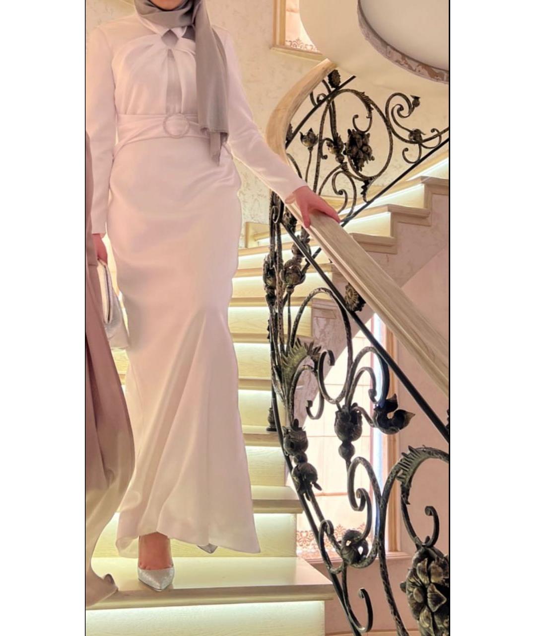 RASARIO Белое атласное вечернее платье, фото 3