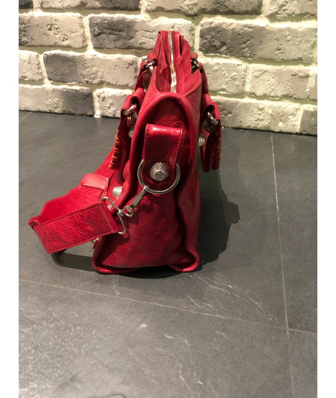 BALENCIAGA Красная кожаная сумка тоут, фото 3