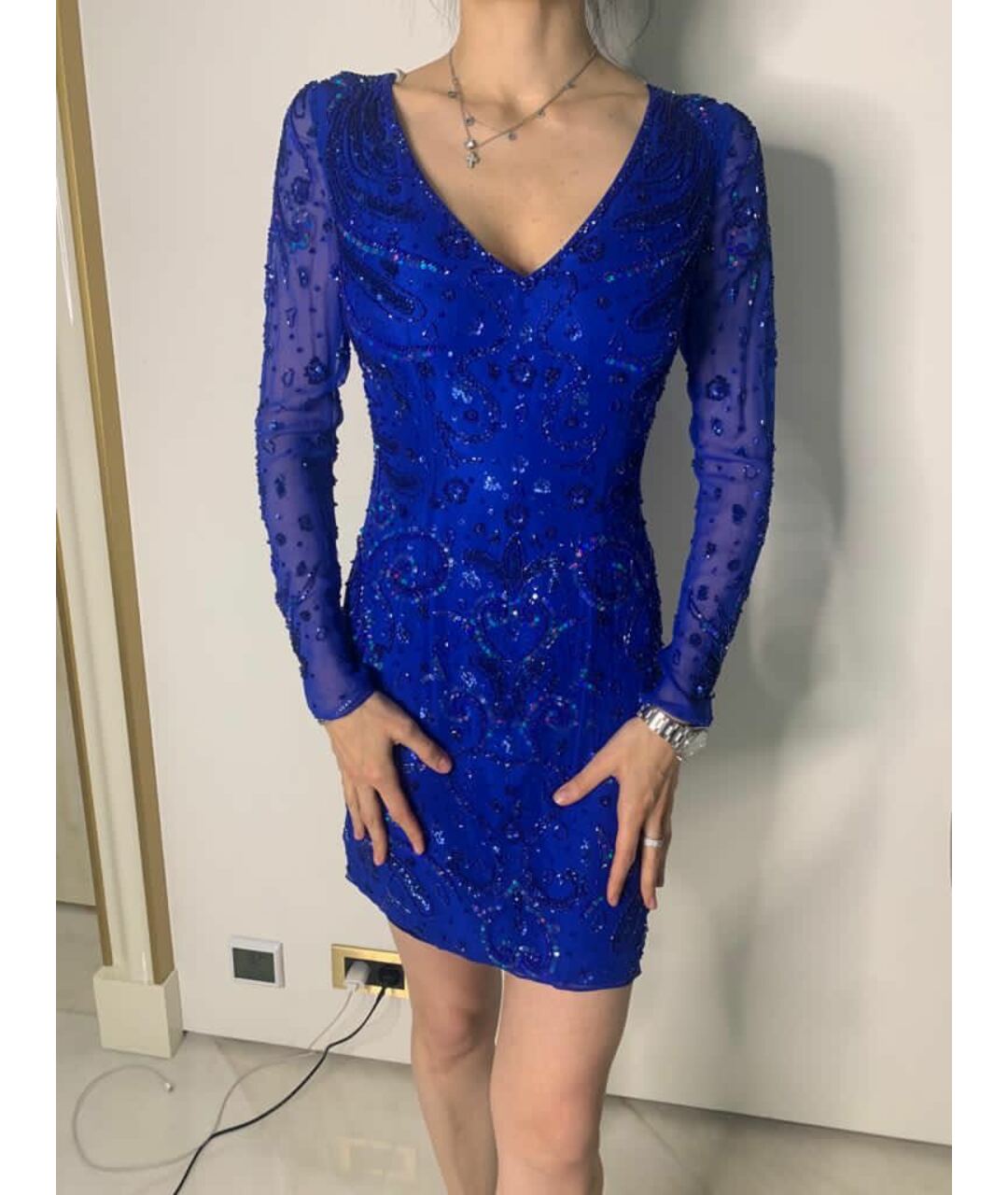JOVANI Синее коктейльное платье, фото 5