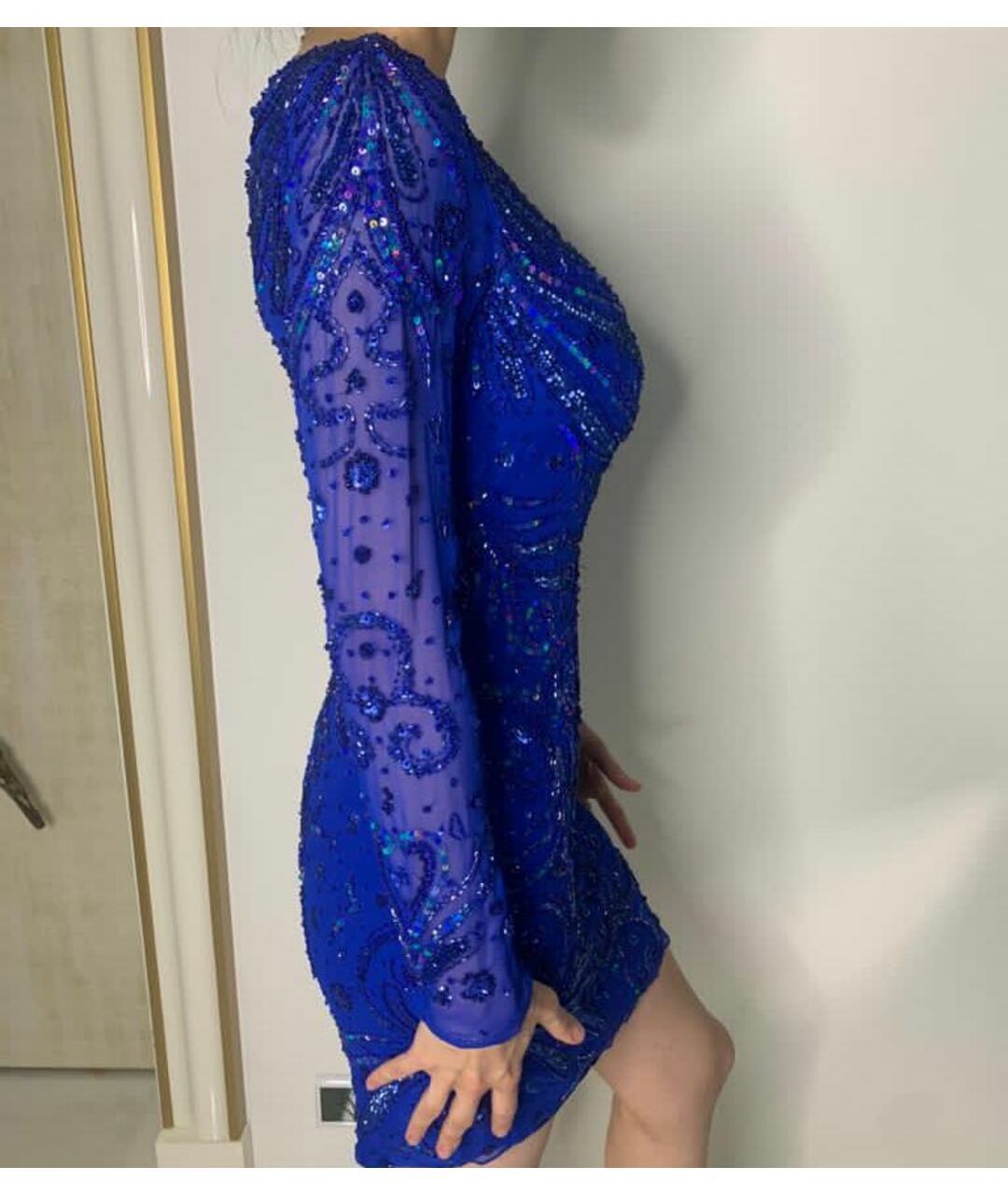 JOVANI Синее коктейльное платье, фото 4