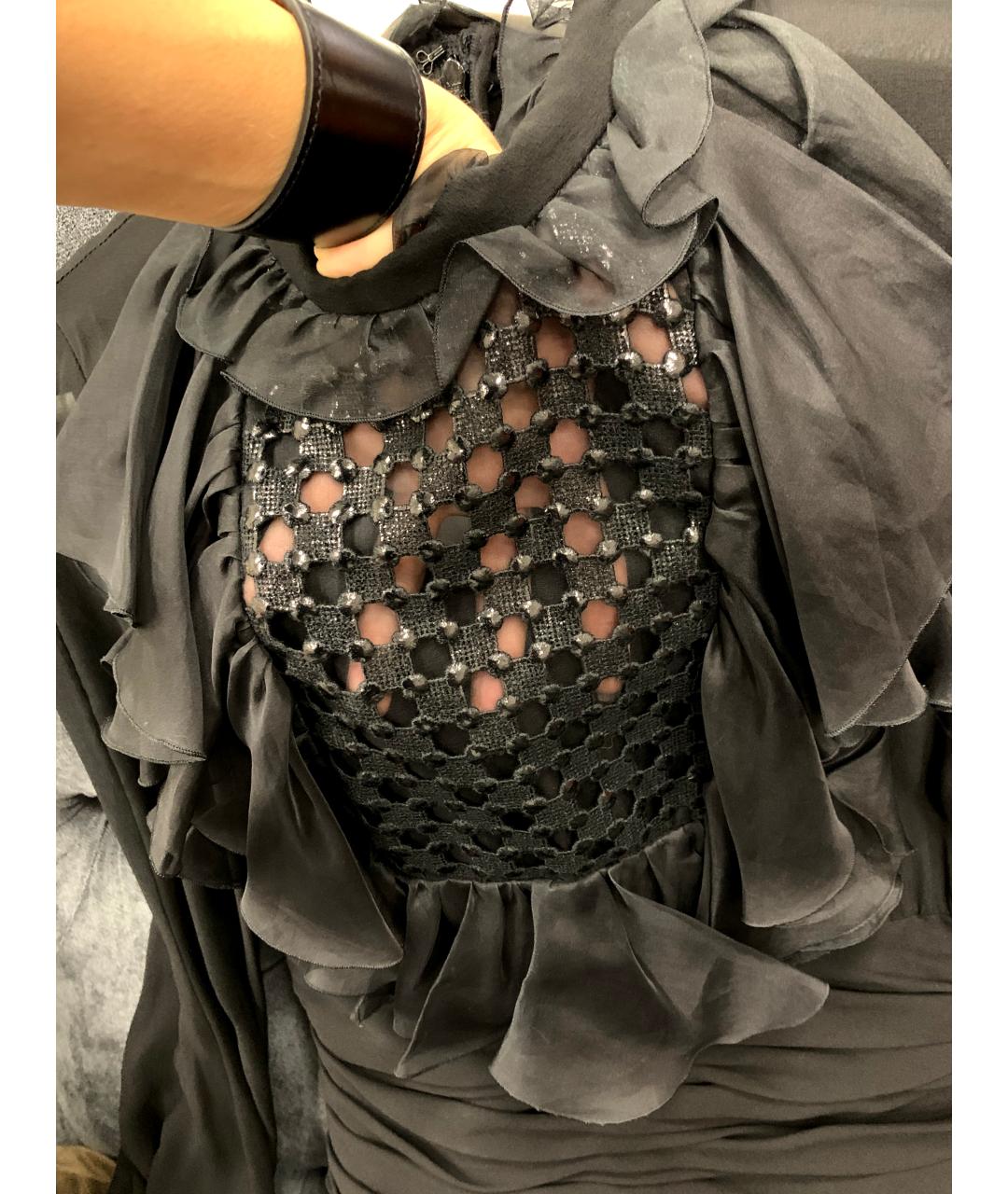 GIAMBATTISTA VALLI Черное шелковое коктейльное платье, фото 4