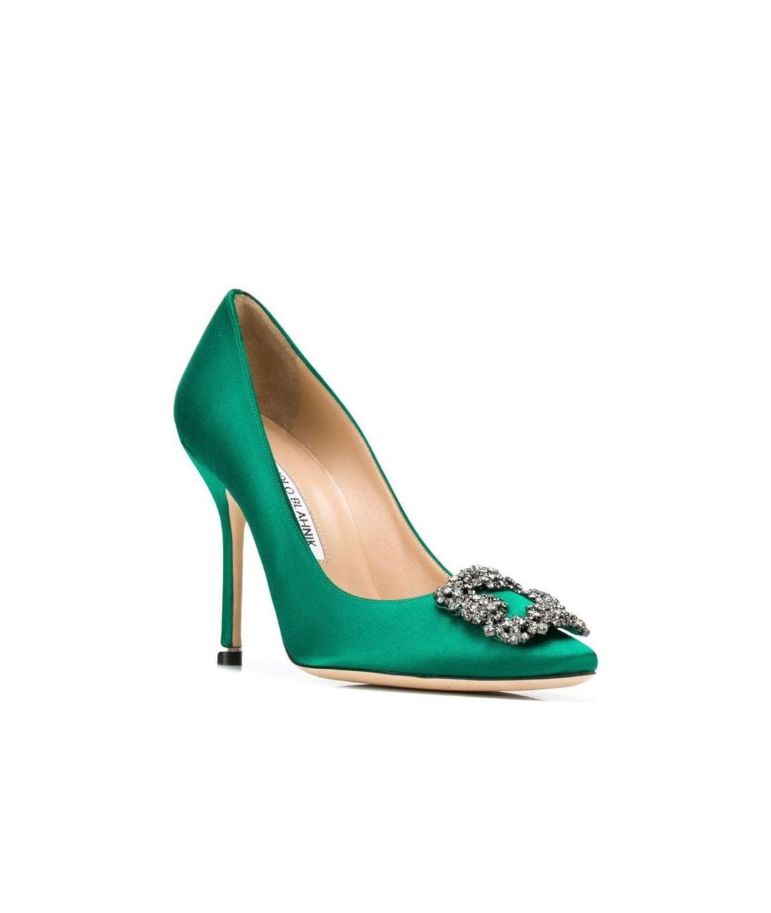 MANOLO BLAHNIK Зеленые текстильные туфли, фото 3