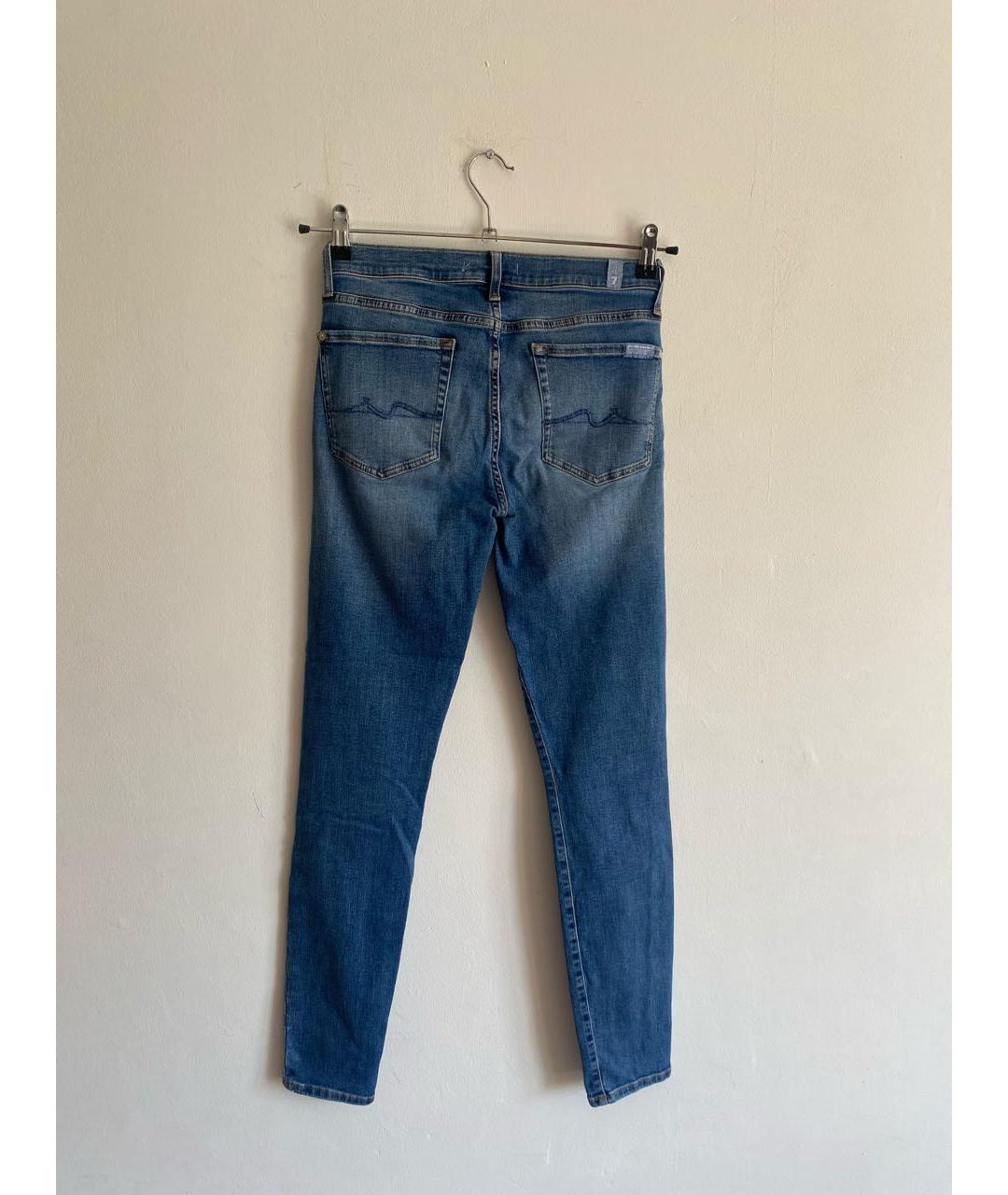 7 FOR ALL MANKIND Голубые хлопко-полиэстеровые джинсы слим, фото 2