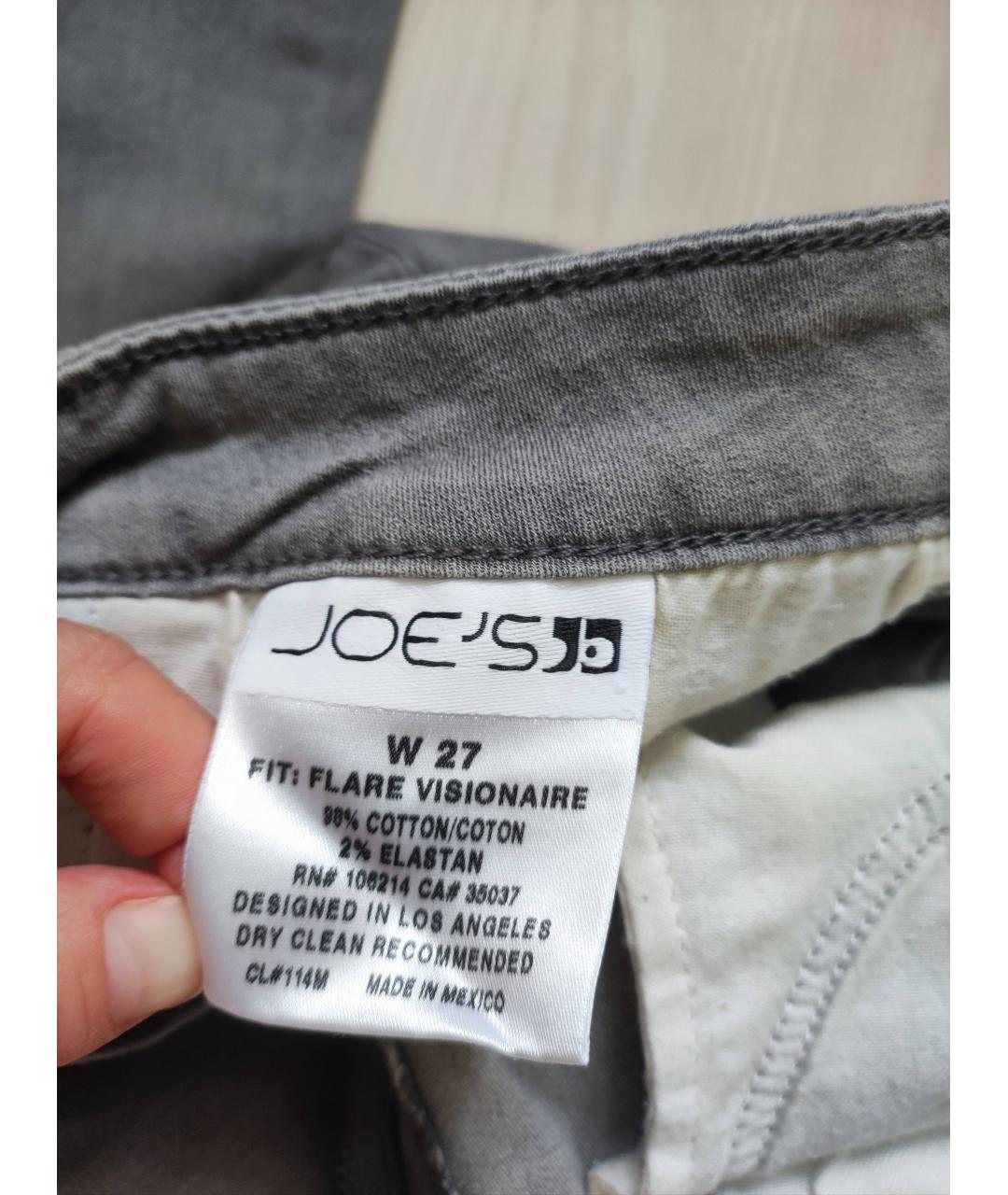 JOE'S JEANS Серые хлопко-эластановые джинсы клеш, фото 3