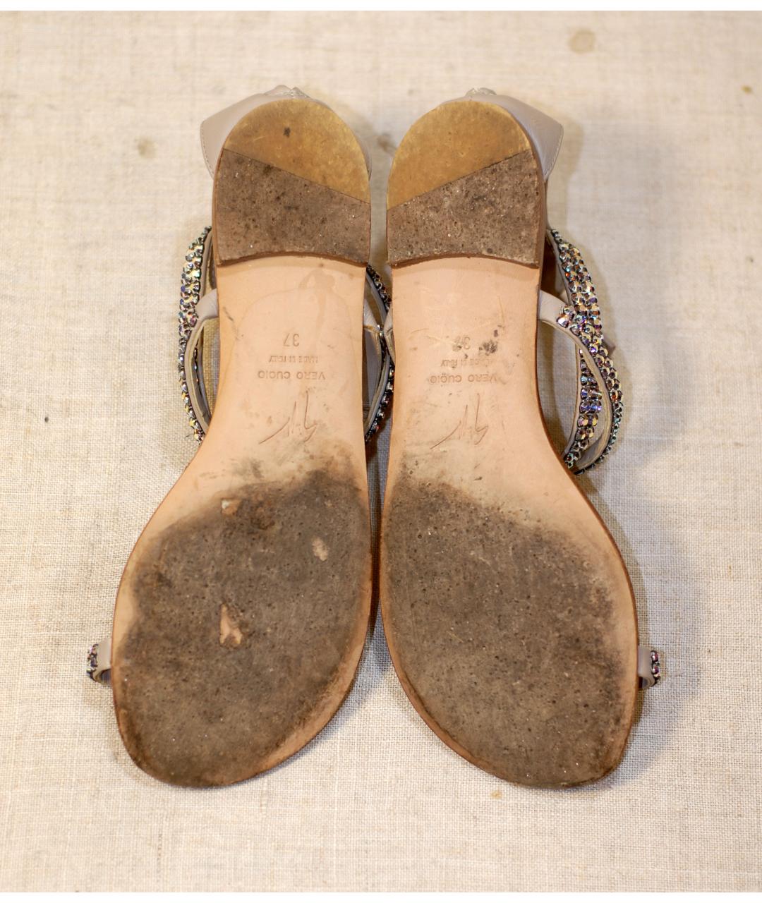 GIUSEPPE ZANOTTI DESIGN Серые кожаные сандалии, фото 5