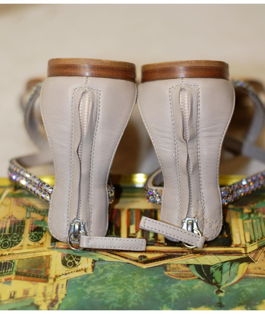 GIUSEPPE ZANOTTI DESIGN Серые кожаные сандалии, фото 6