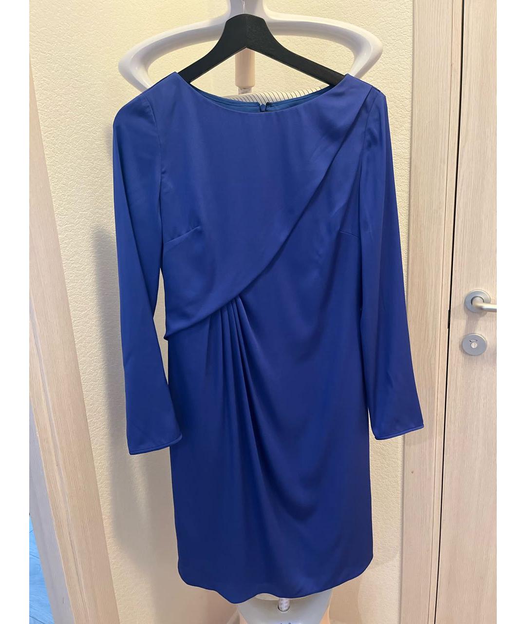 ARMANI COLLEZIONI Синее шелковое платье, фото 9