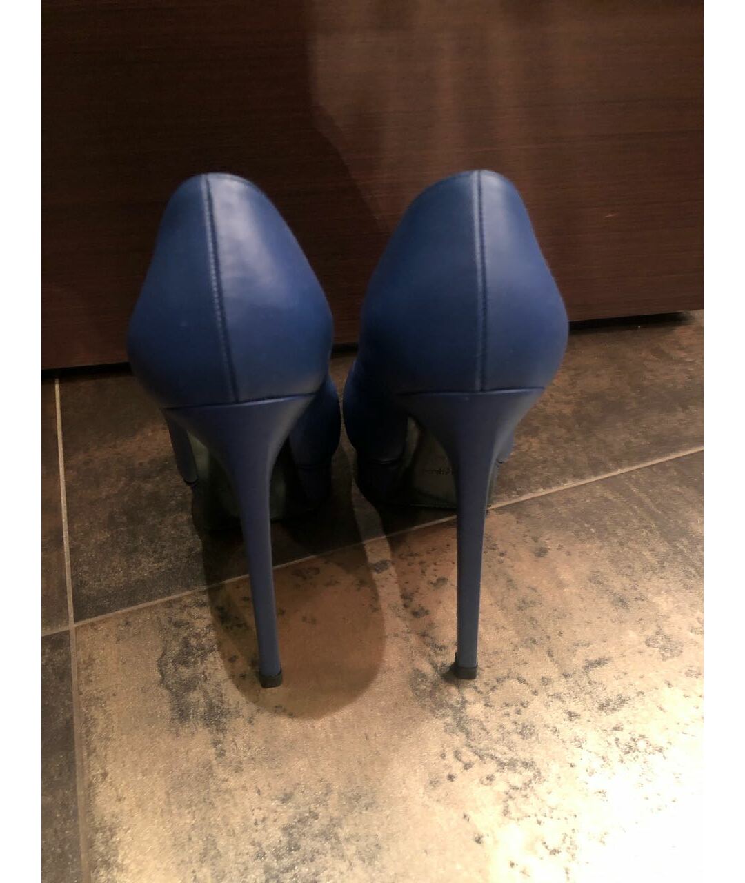 SAINT LAURENT Синие кожаные туфли, фото 4