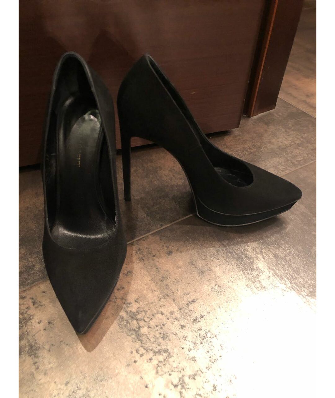 SAINT LAURENT Черные замшевые туфли, фото 2