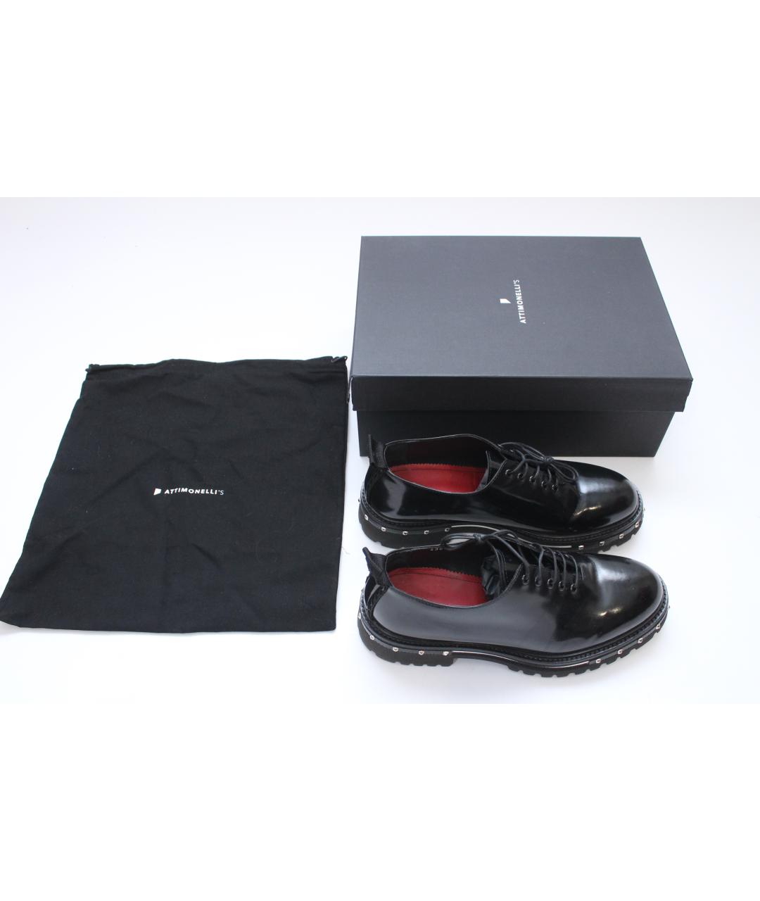 ATTIMONELLI'S Черные кожаные низкие ботинки, фото 3