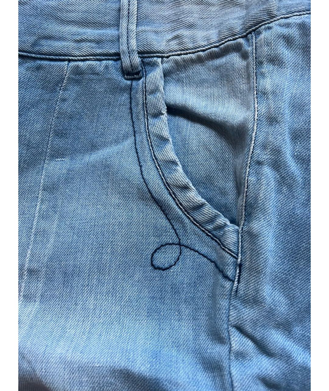 CALVIN KLEIN Голубые хлопко-леновые прямые джинсы, фото 3
