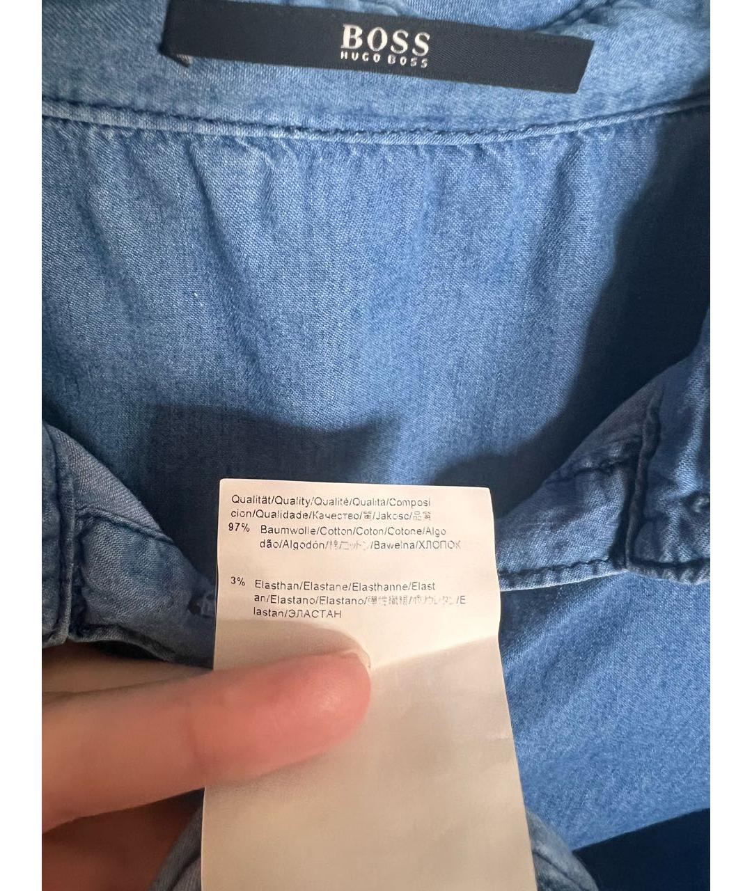HUGO BOSS Голубая хлопковая рубашка, фото 4