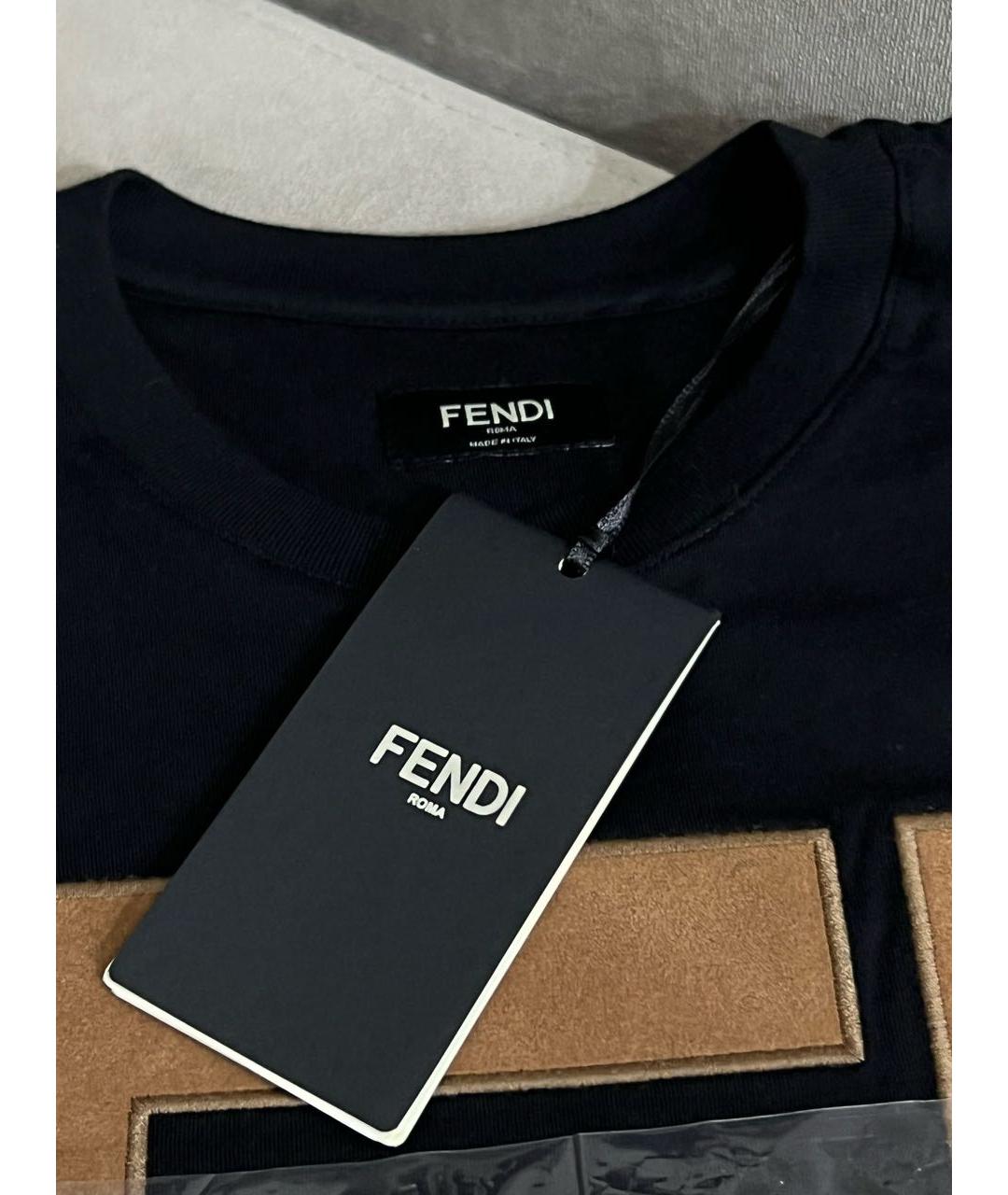 FENDI Черная хлопковая футболка, фото 4