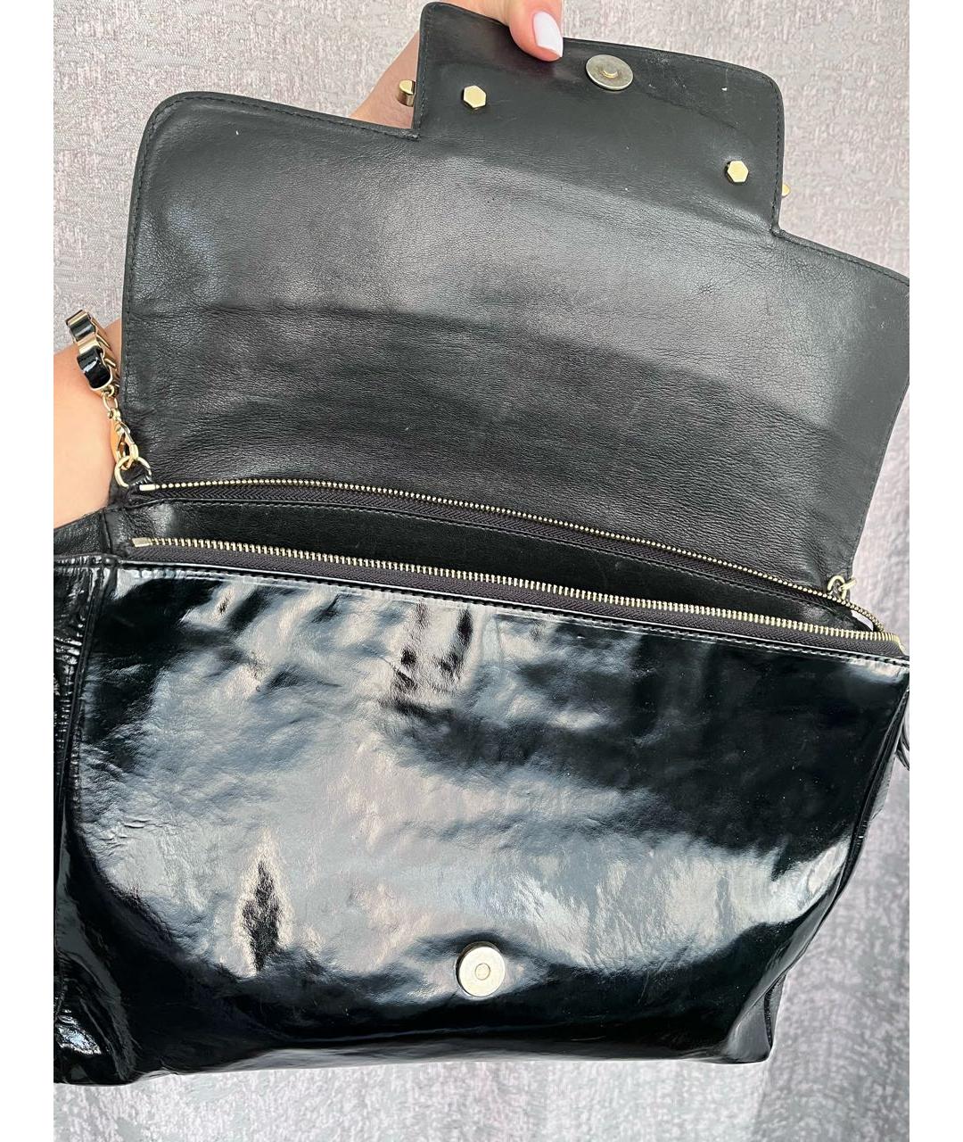 CESARE PACIOTTI Черная сумка через плечо из лакированной кожи, фото 4