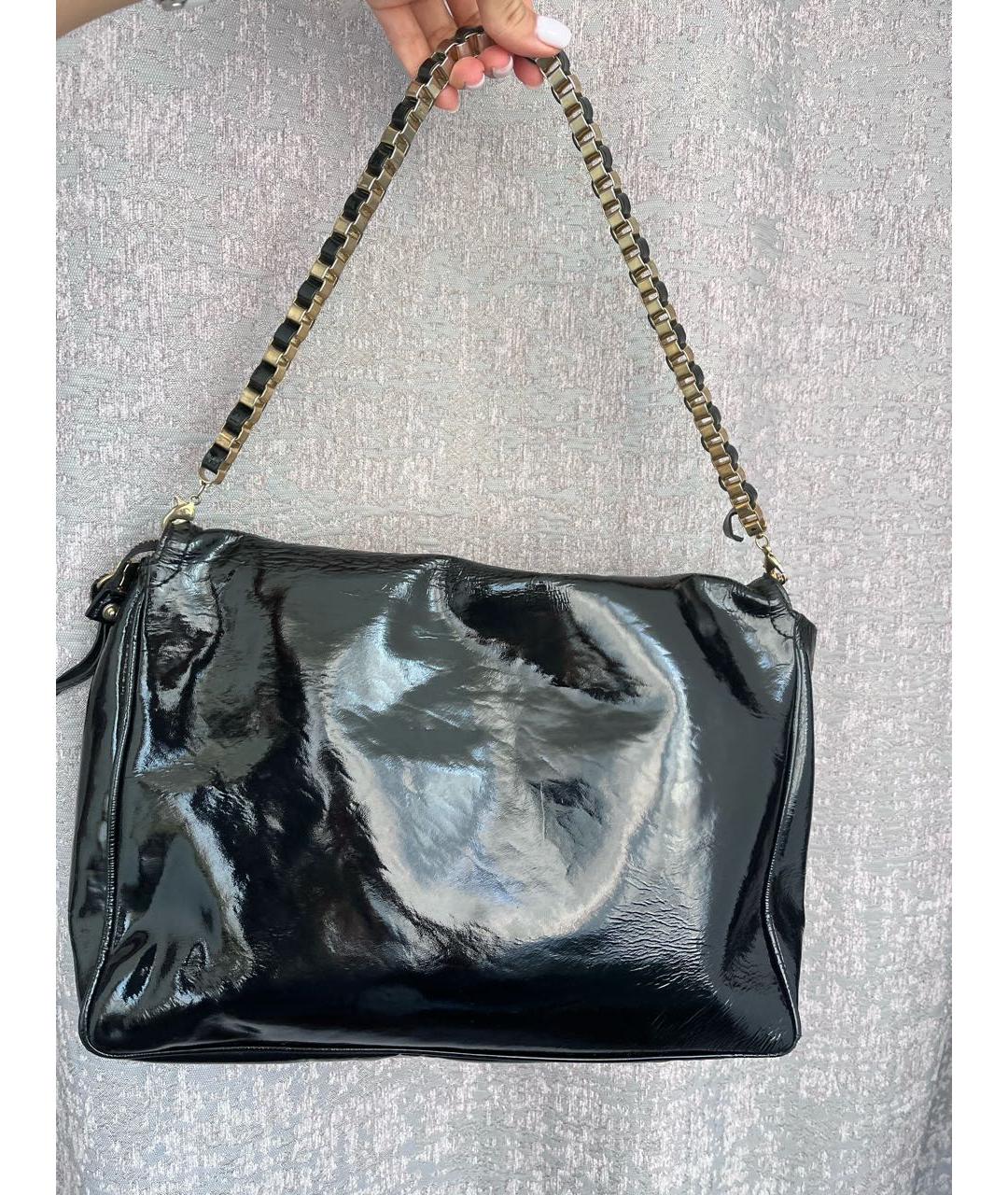 CESARE PACIOTTI Черная сумка через плечо из лакированной кожи, фото 3