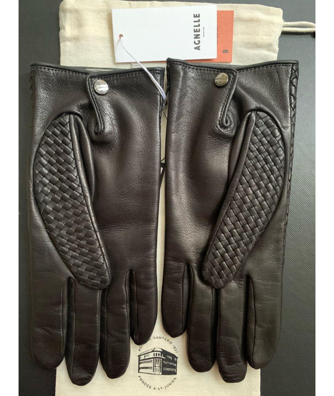 AGNELLE Черные кожаные перчатки, фото 5