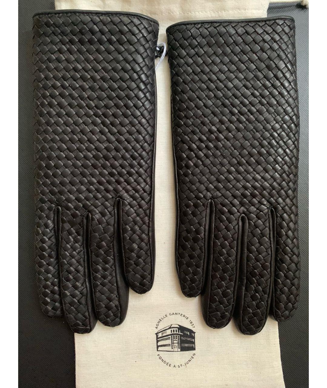 AGNELLE Черные кожаные перчатки, фото 4