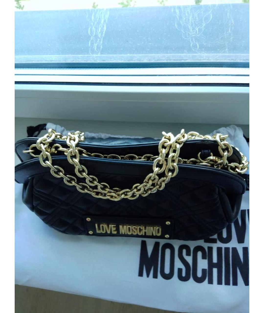 LOVE MOSCHINO Черная сумка через плечо из искусственной кожи, фото 6