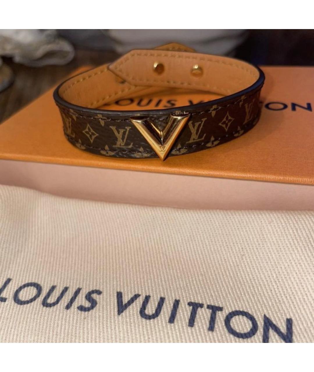 LOUIS VUITTON Коричневый кожаный браслет, фото 2