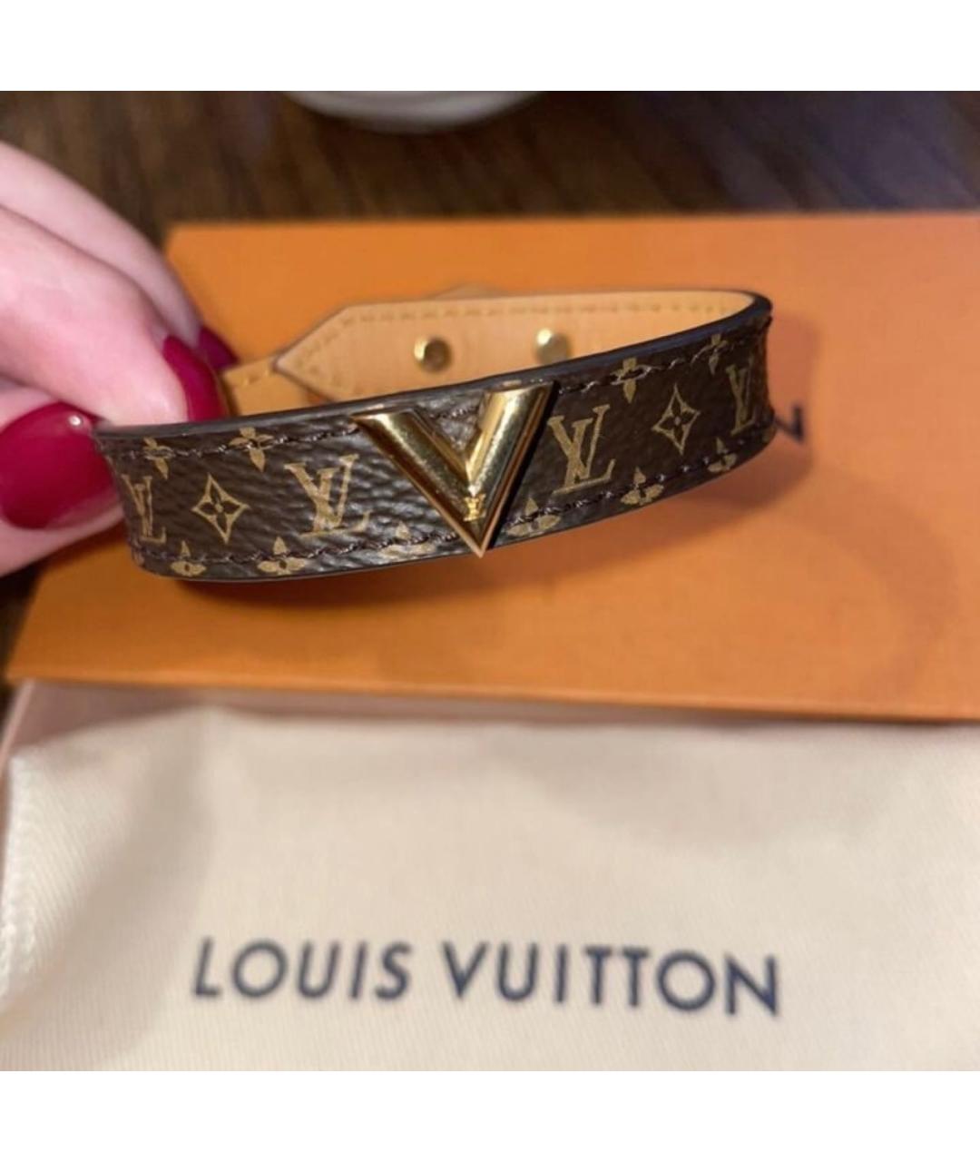 LOUIS VUITTON Коричневый кожаный браслет, фото 3