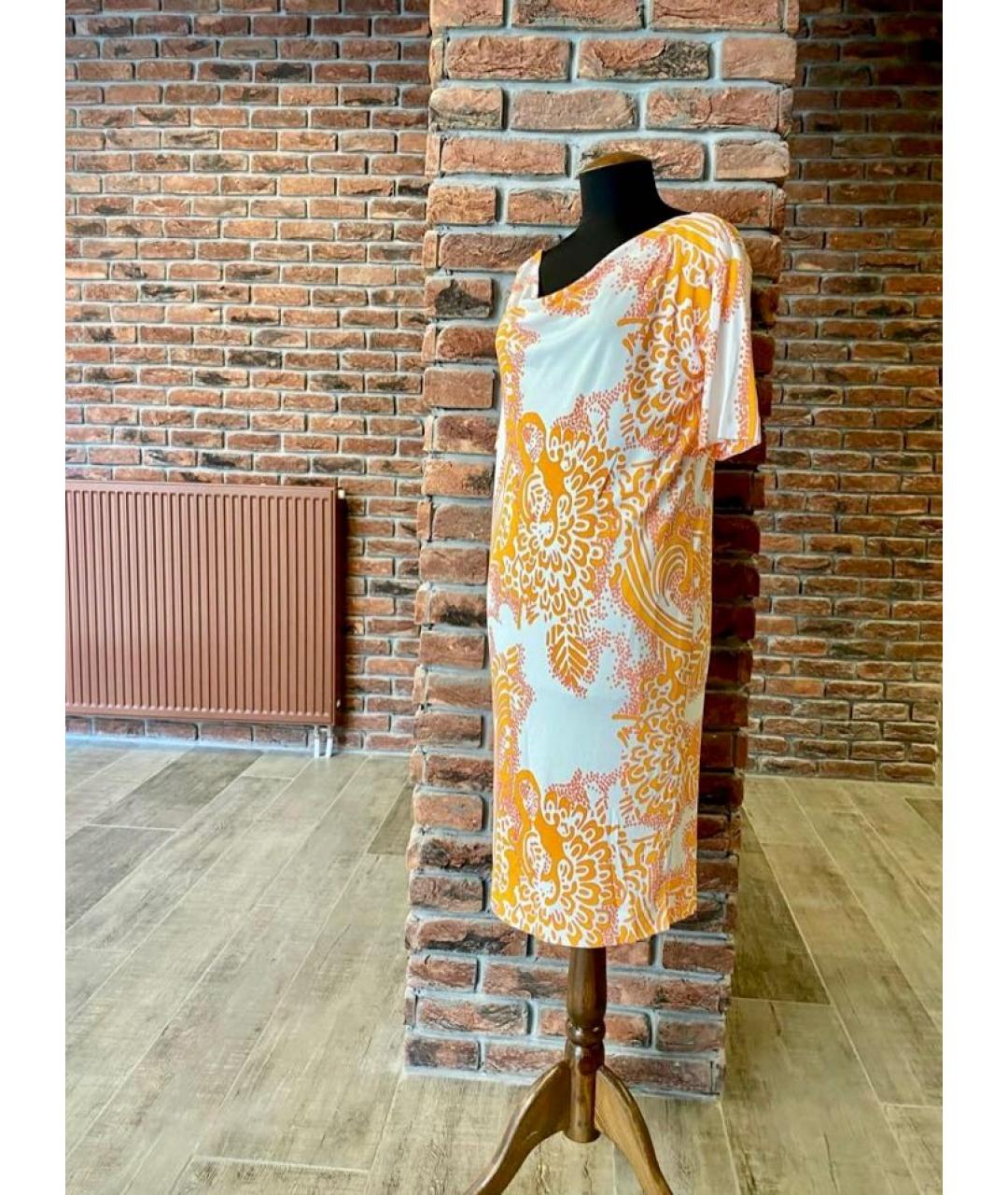 CAVALLI CLASS Оранжевое вискозное повседневное платье, фото 3