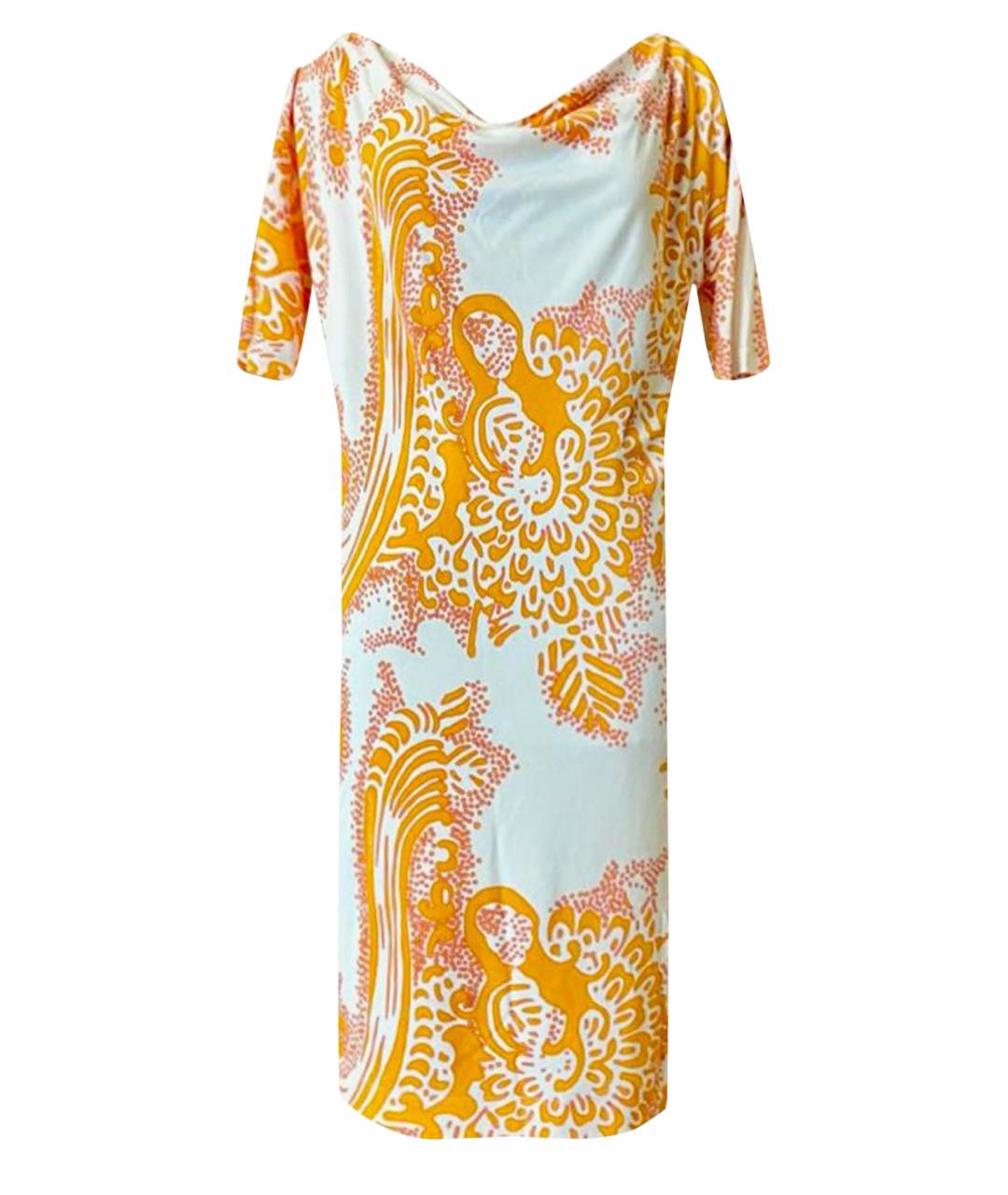 CAVALLI CLASS Оранжевое вискозное повседневное платье, фото 1