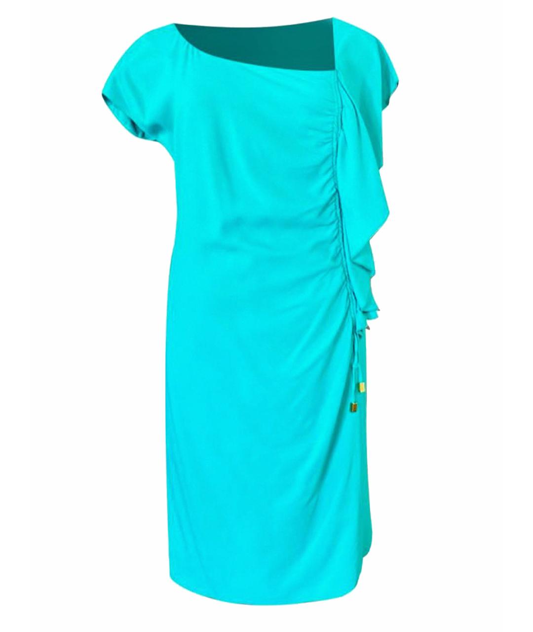 CAVALLI CLASS Бирюзовое вискозное повседневное платье, фото 1