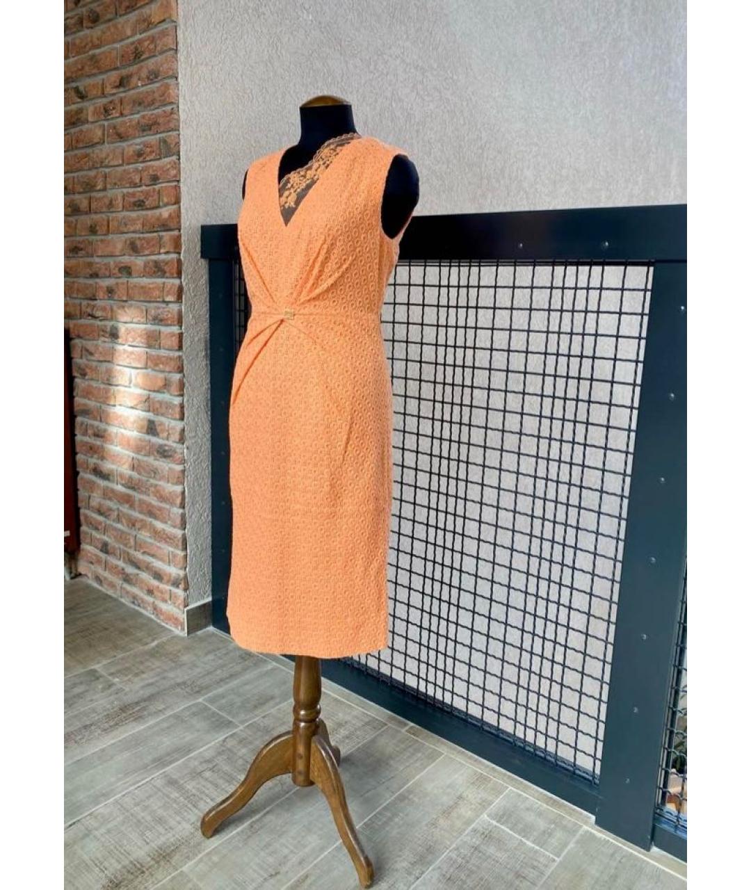 CAVALLI CLASS Оранжевое хлопковое повседневное платье, фото 3