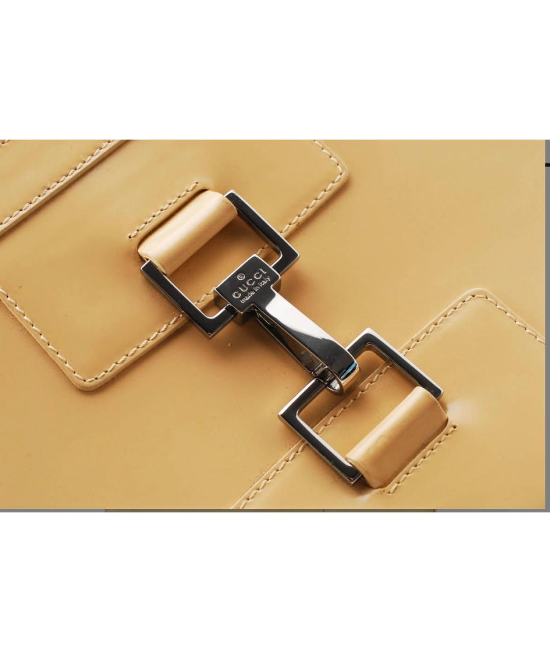 GUCCI Бежевая кожаная сумка через плечо, фото 4