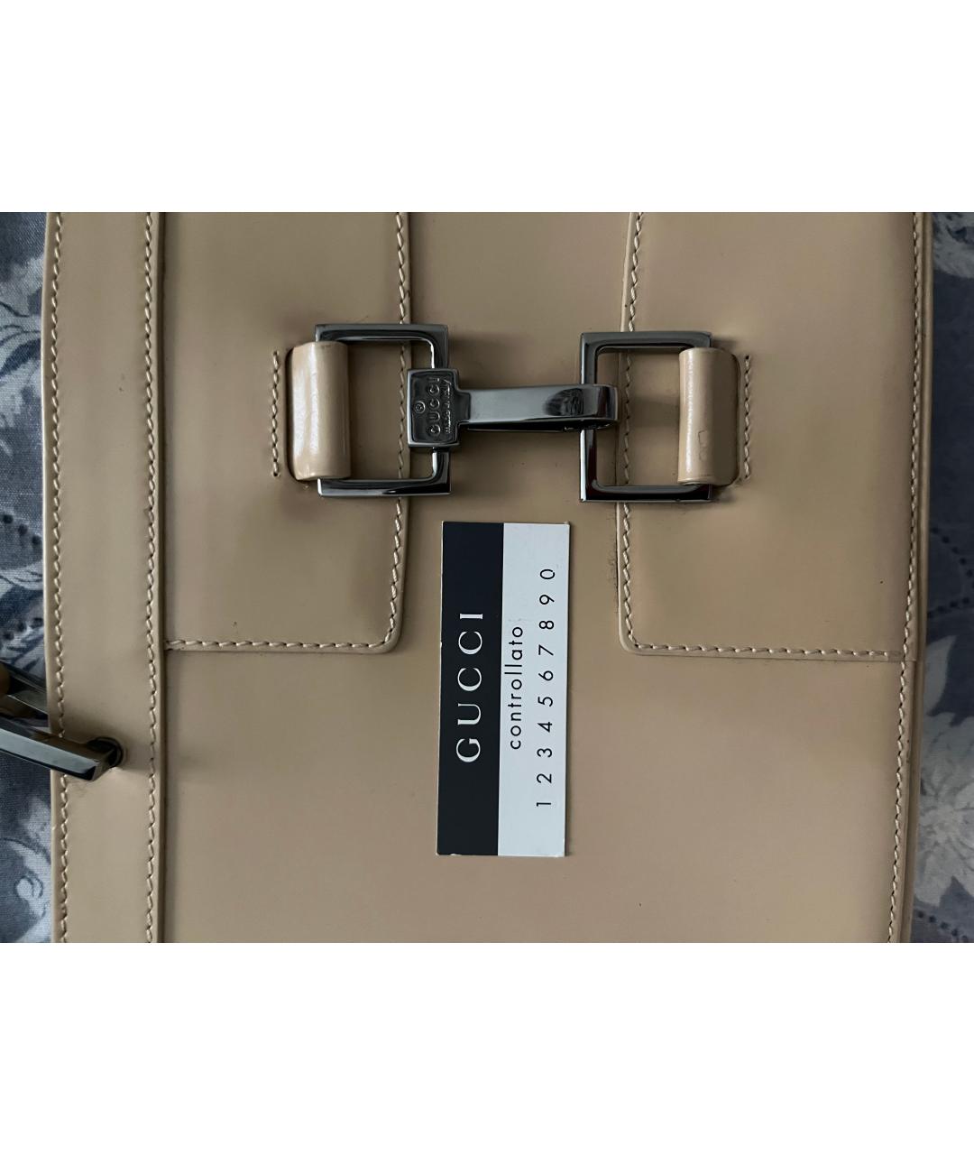 GUCCI Бежевая кожаная сумка через плечо, фото 5