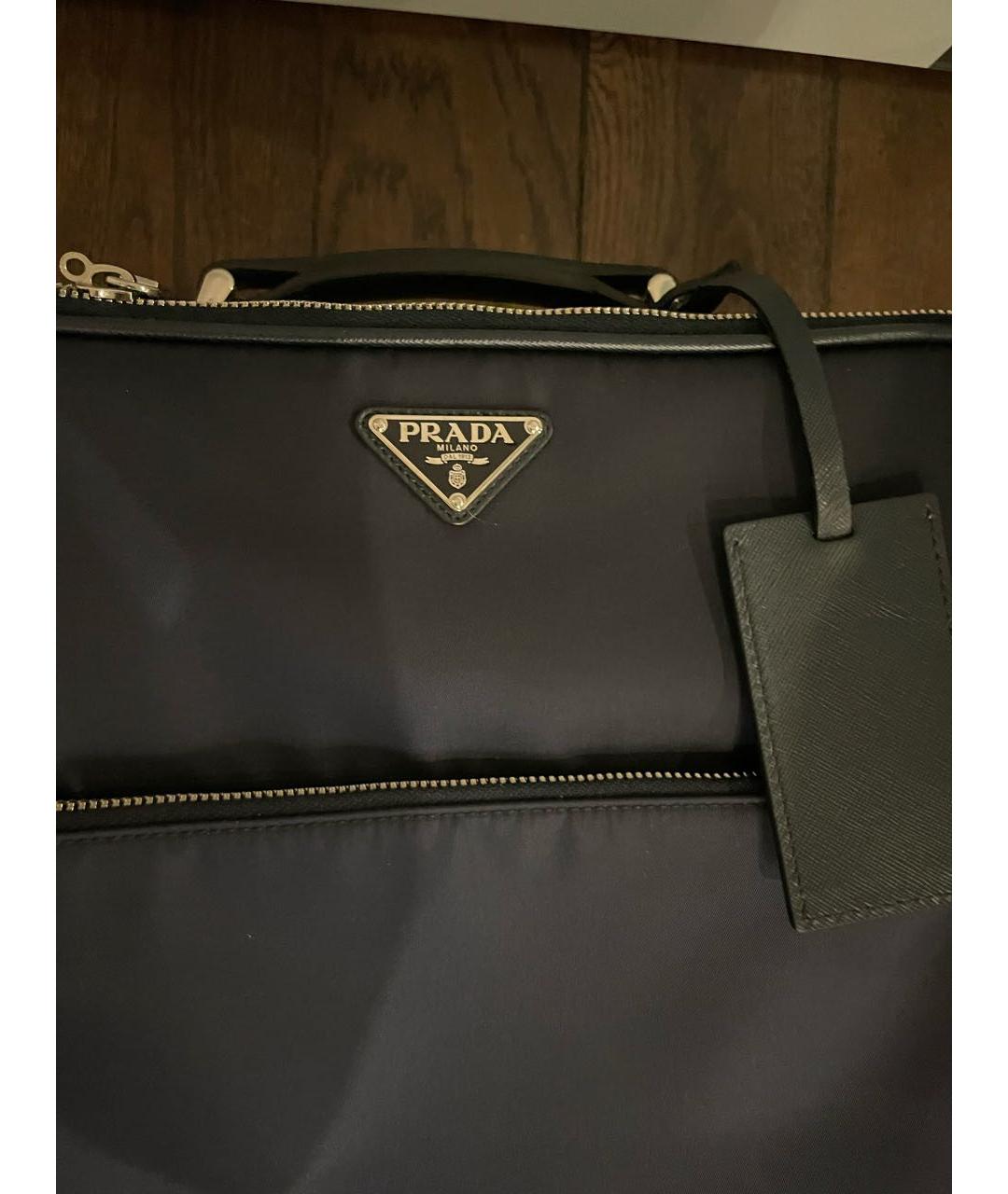 PRADA Темно-синий тканевый чемодан, фото 3