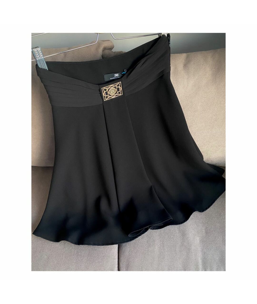 ELISABETTA FRANCHI Черная полиэстеровая юбка миди, фото 3