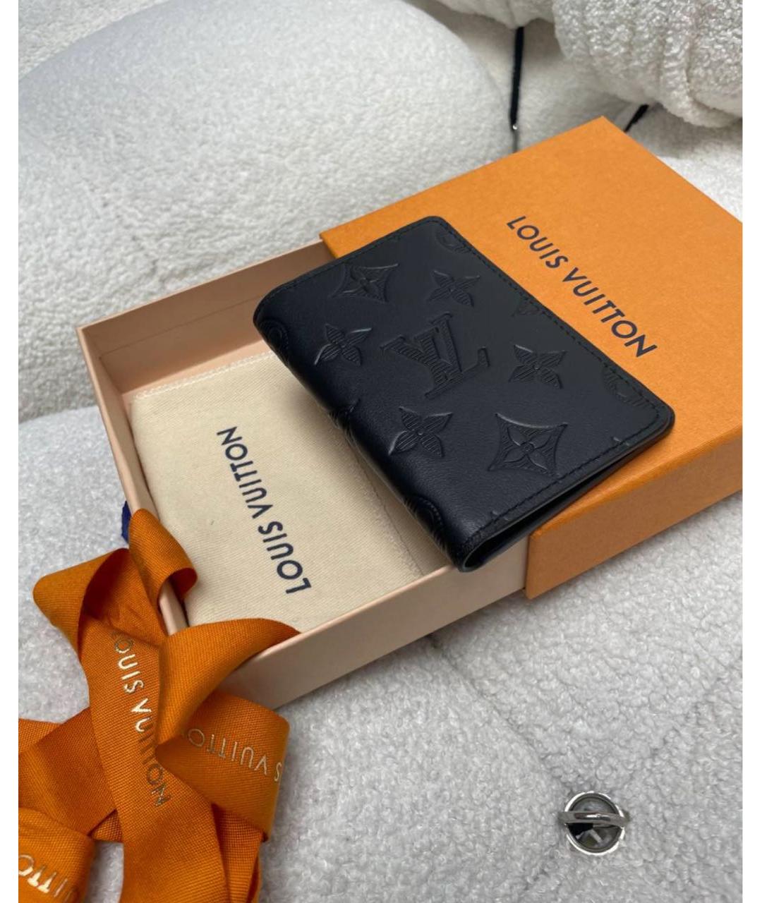 LOUIS VUITTON Черный кожаный кардхолдер, фото 2