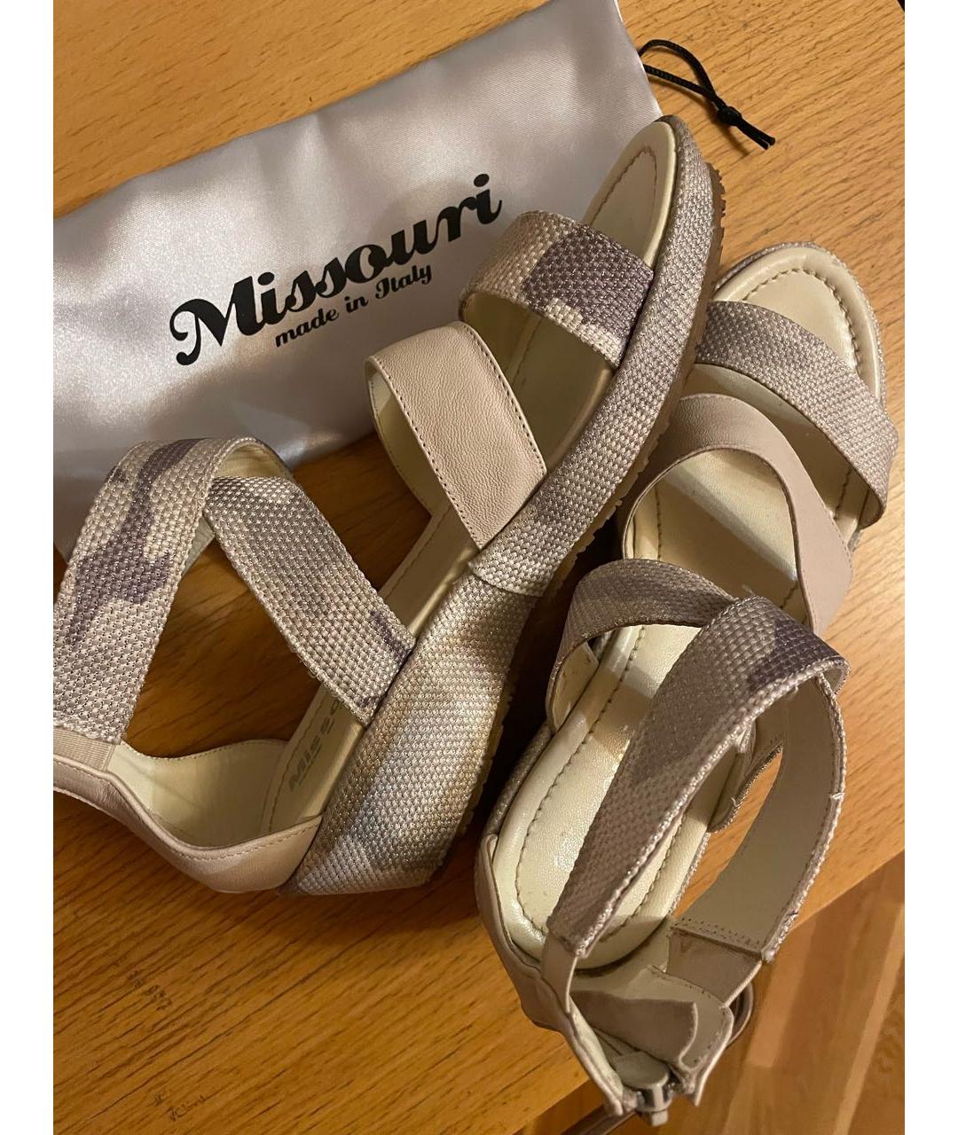 MISSOURI Хаки кожаные сандалии и шлепанцы, фото 5