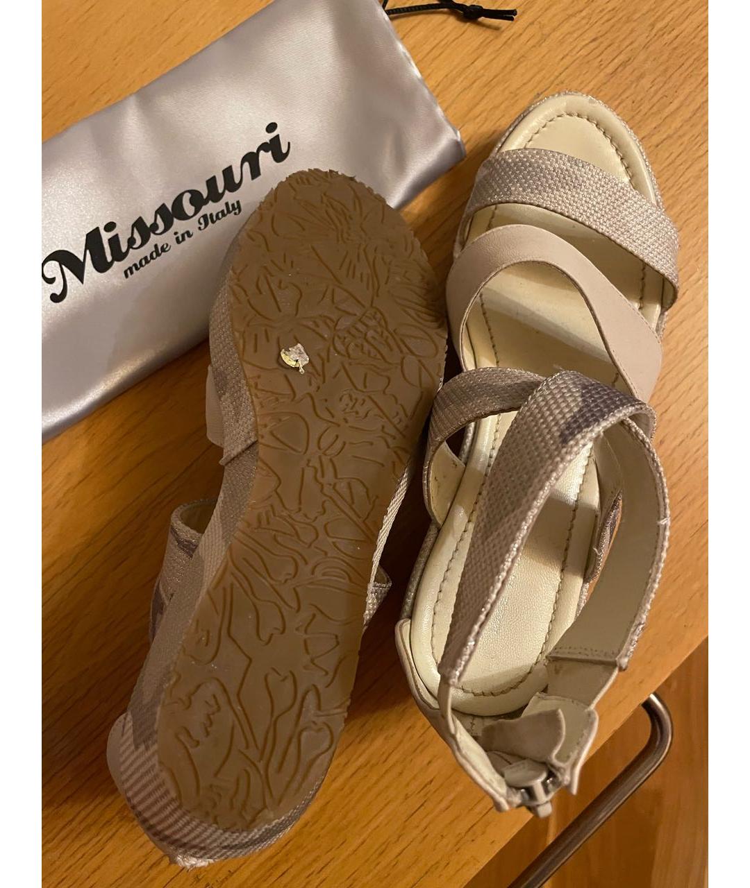 MISSOURI Хаки кожаные сандалии и шлепанцы, фото 6