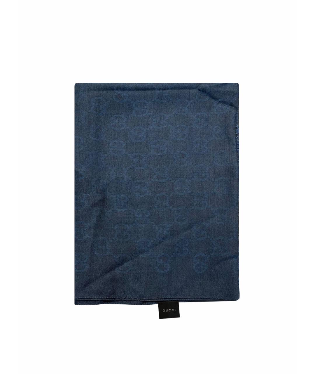 GUCCI Темно-синий шерстяной платок, фото 1