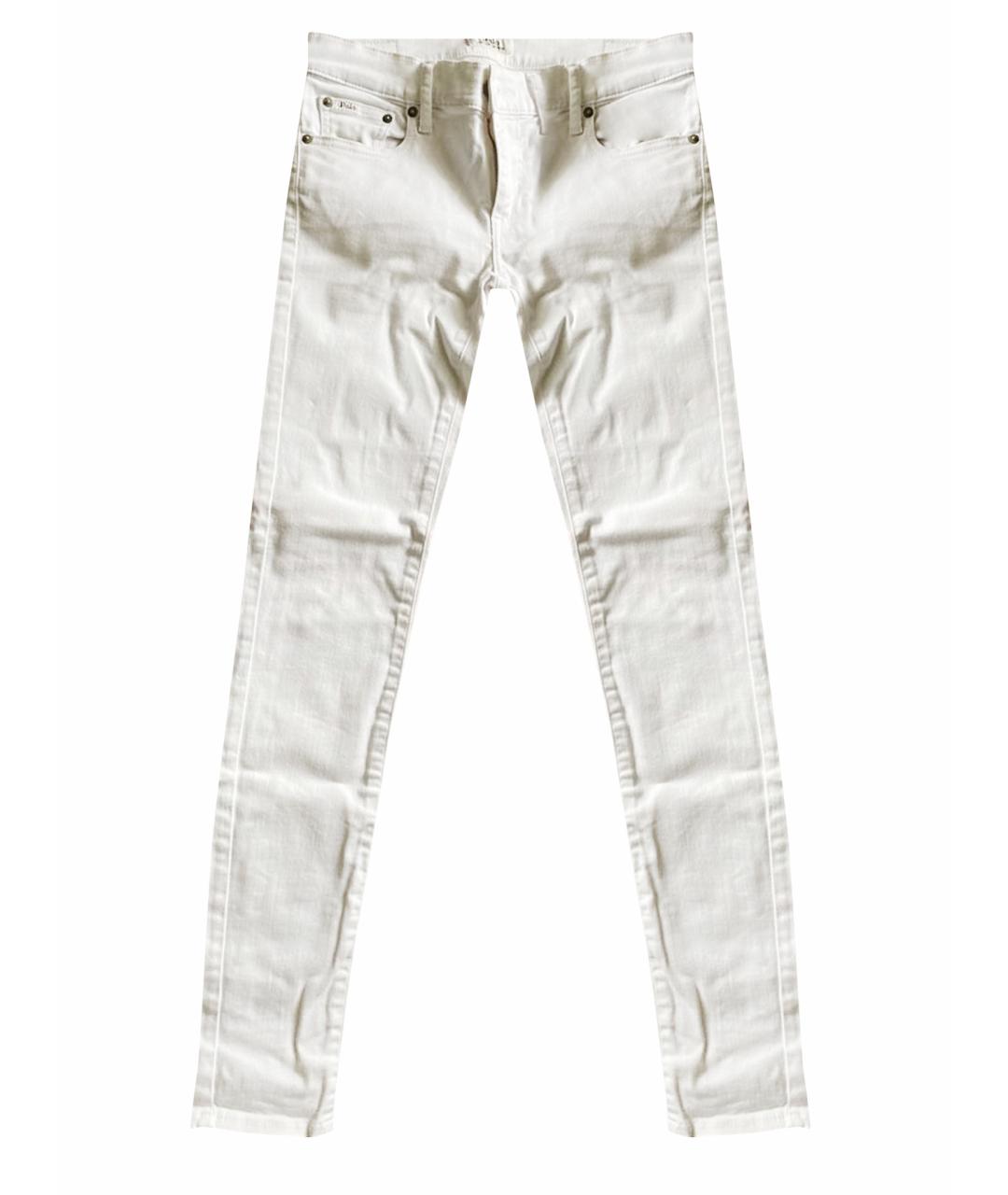 POLO RALPH LAUREN Белые хлопко-эластановые джинсы слим, фото 1