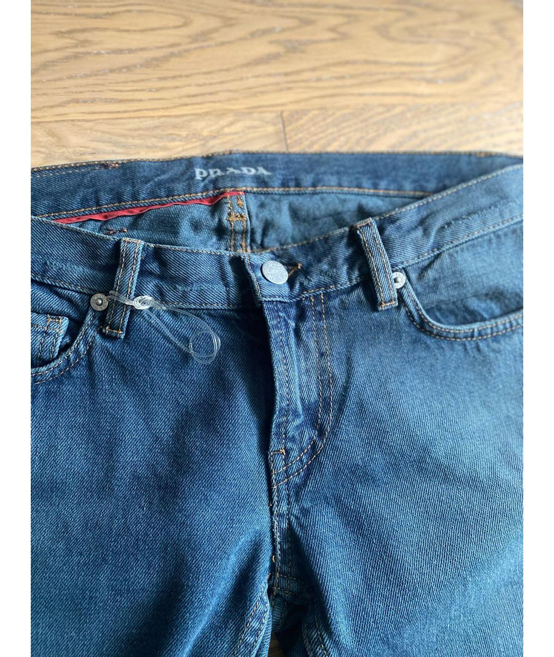PRADA Синие хлопковые прямые джинсы, фото 2