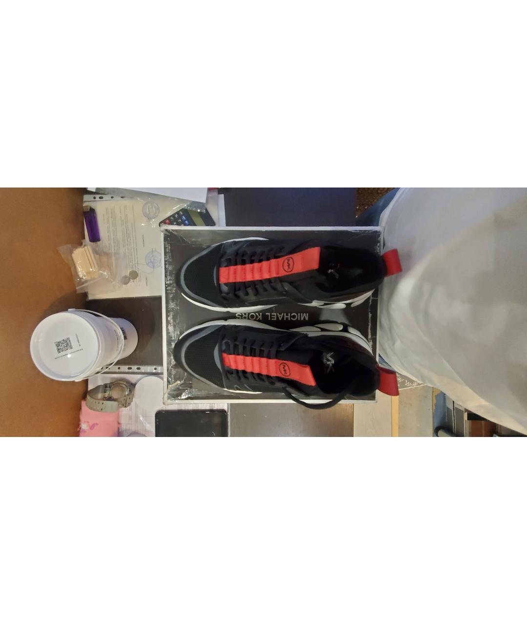 MICHAEL KORS Черные текстильные низкие кроссовки / кеды, фото 3